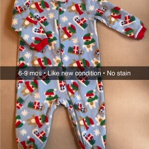 Cozy Blue Holiday Kids One Piece - Bears and Gifts